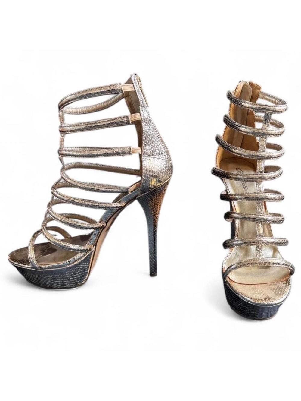 Shimmery gold strappy stilettos